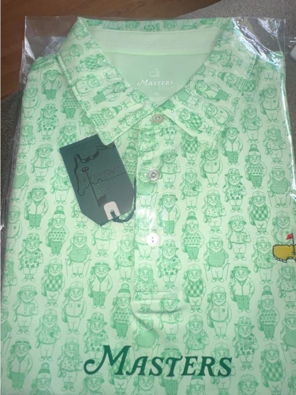 Masters Mint Green Golfer-Print Polo